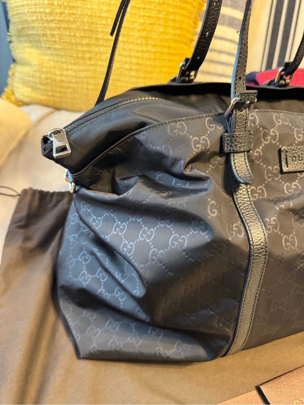 Authentic Gucci Black GG Monogram Nylon Crossbody Tote!!!! - Picture 5 of 16
